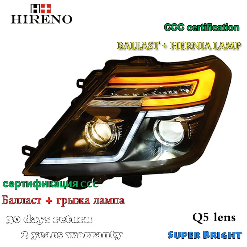Hireno налобный фонарь для Nissan Patrol 2010-2017 сборка фар светодиодный DRL ангел объектив