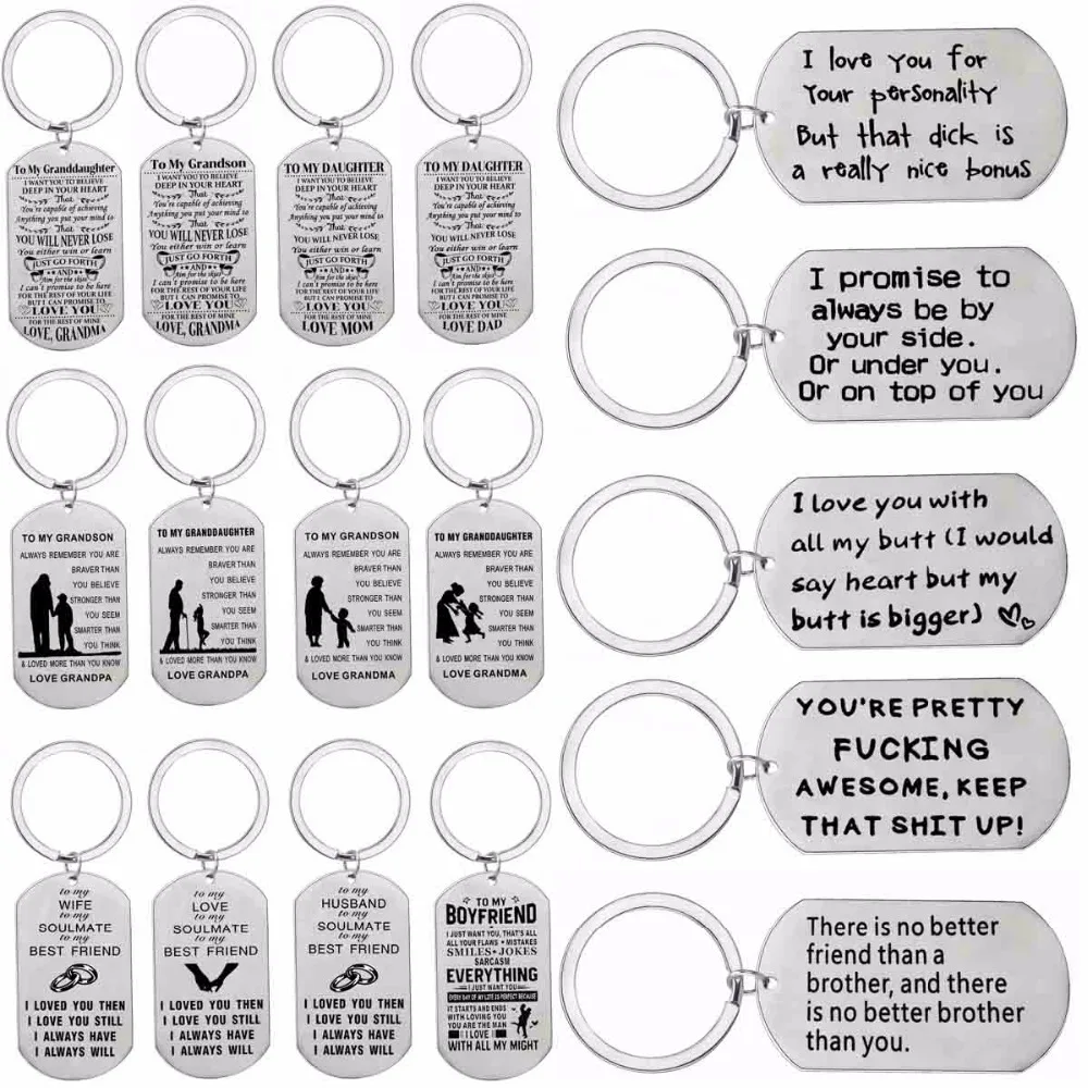 Family Love Dad Mom To Son Daughter Keychain Stainless Steel Keyring Mothers Fathers Wife Husband Couples Key Chains Rings Gifts | Украшения