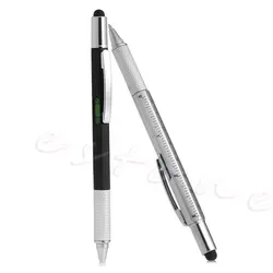 Новая сенсорная ручка Шариковая стилус 6 в 1 с стилус со спиртовым уровнем отвертки