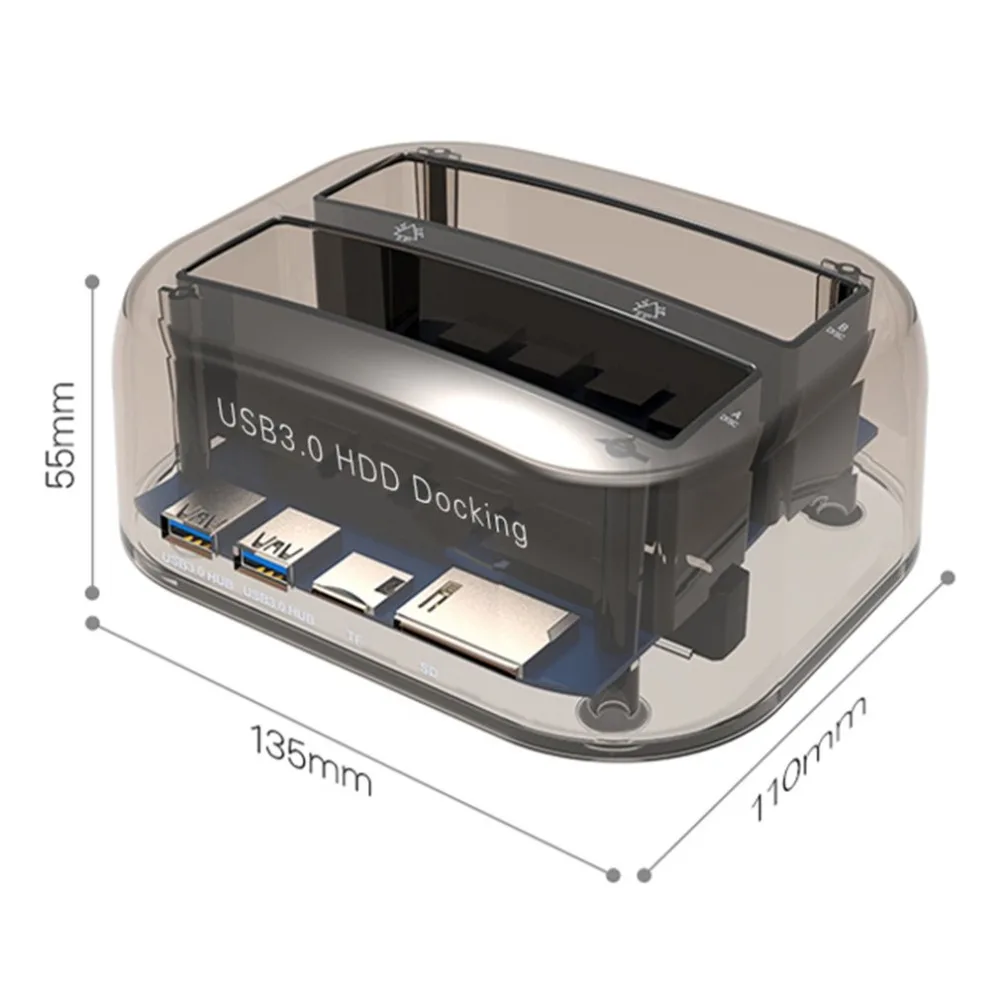 USB 3,0 на SATA двойной отсек внешний жесткий диск Док-станция для 2,5/3,5 дюймов HDD SSD жесткий диск Дубликатор Plug& Play