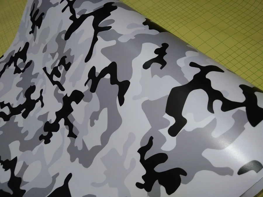 BLACK WHITE GREY SNOW CAMO VINYL CAR WRAPPING FILM STICKER (2)
