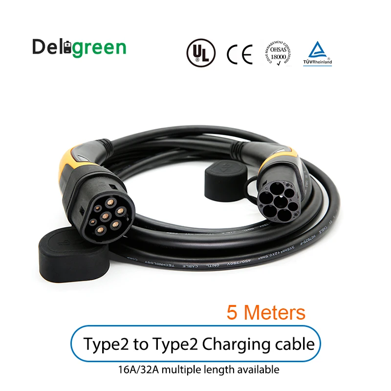 16A 32A трехфазный кабель EV Тип 2 к Type IEC62196 зарядный штекер с 5 метровым кабелем TUV/UL