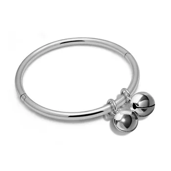 

Brand silver jewelry Fashion simple 100%Solid 925 sterling silver bracelet for woman.Bell silver bracelet for the cute girl gift