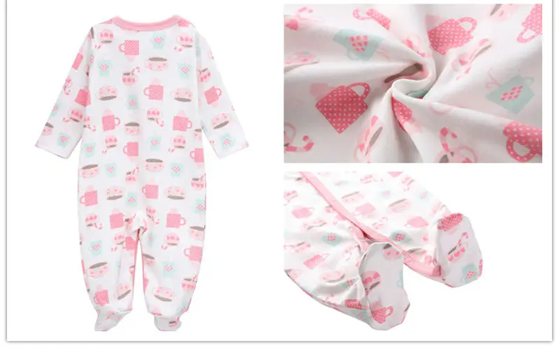 Roupas de Menina Pijamas dos Desenhos Conjunto de Roupas 3 Pcs Bebê Menino Footed Macacão Recém nascidos Confortáveis Animados Impresso Macacão Infantil Romper Meninas 25 rodadas confortável pijama recém-nascido dos desenhos animados