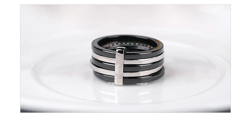 Новое поступление ширина керамические кольца для женщин Кристалл Мода ювелирные изделия Подарок на годовщину свадьбы классический черный белый 5 слоев кольцо подарок