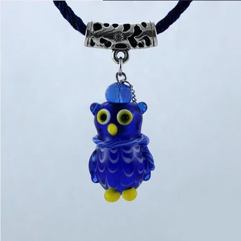 

Cute Colorful Owl Glass Essential Oil Necklace Perfume Bottle Pendant Lady Favors Free Shipping 5pcs/lot DC253