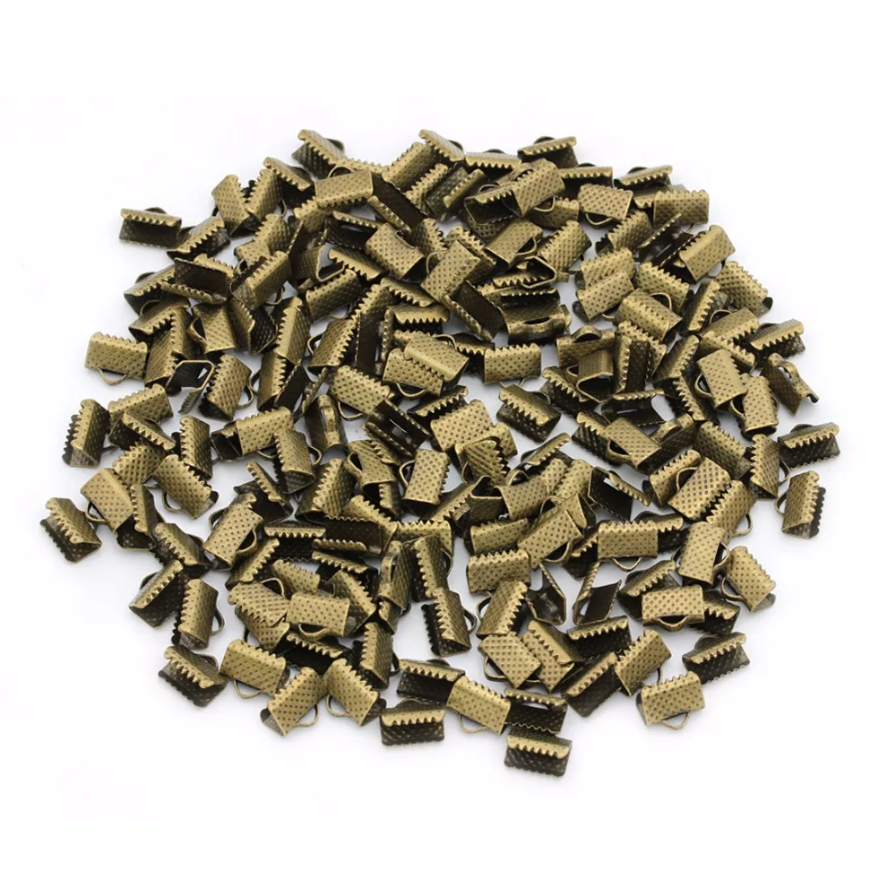 

200pcs/lot Rhodium Gold Color Ends Fastener Clasps Fitting 6mm 10mm Flat Leather Cord Necklace Connectors DIY Jewelry Making