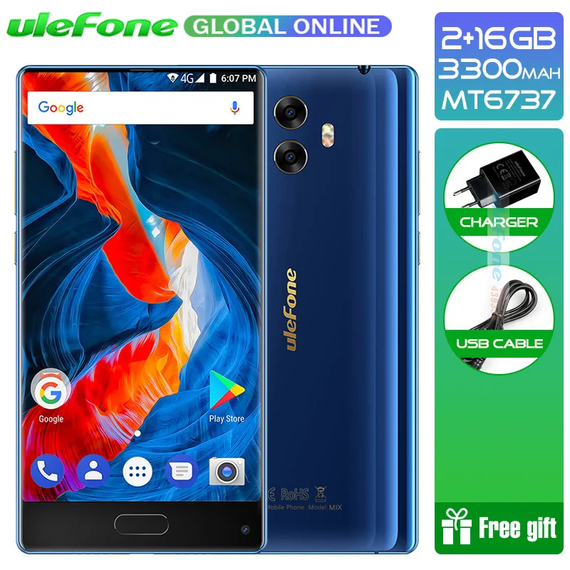 

Ulefone MIX S 5.5" 3300mAh Smartphone Android 7.0 Quad Core 2GB 16GB 13MP Fingerprint 4G LTE Mobile phone Big Sale
