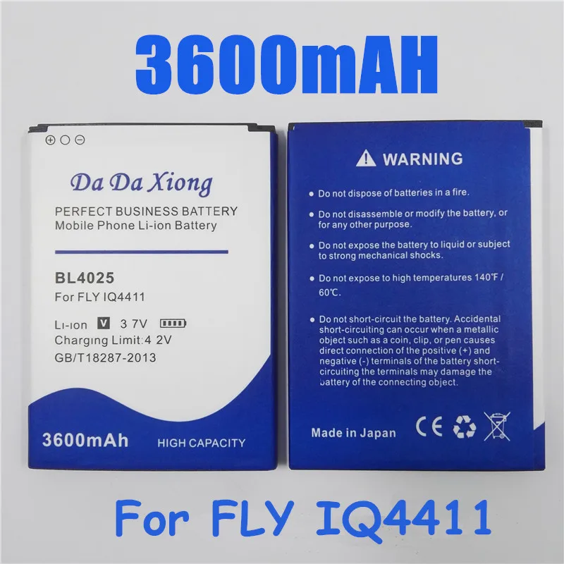 NEW 3600mAh BL4025 Replacement Battery For FLY BL 4025 IQ4411 IQ 4411 Batterie Bateria Batterij | Мобильные телефоны и