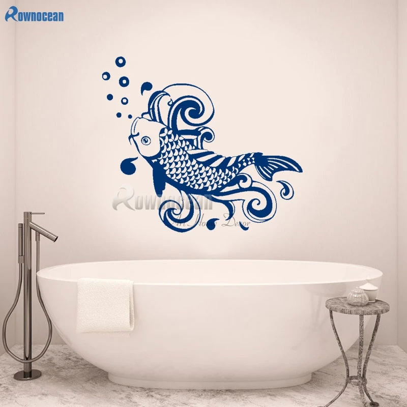 Fish With Bubbles Wall Decals Bathroom Home Decoration Nautical Wall Art Sticker Removable Decals DIY Mural Decor Y02