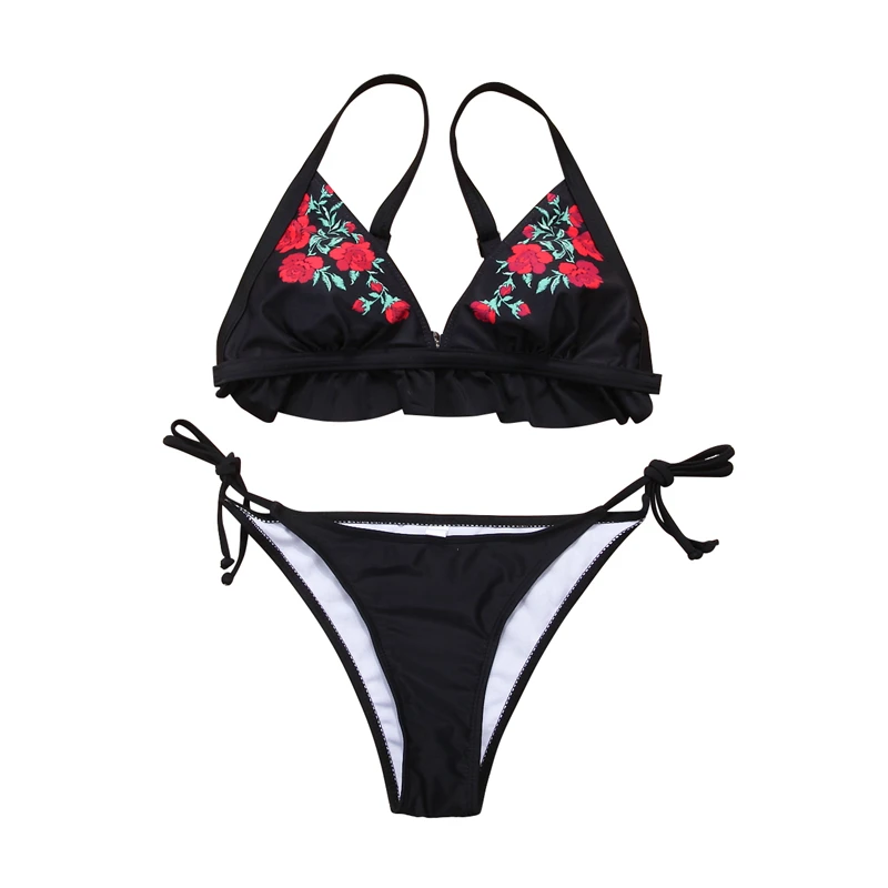 Sexy Women Swimsuits 2018 New Hot Sale Floral Bandage Ruffle Padded