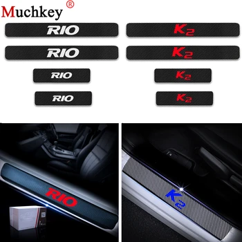 

Car Styling 4Pcs For Kia RIO K2 Carbon Fiber Vinyl Sticker Door Threshold Plate Car Door Sill Protector Scuff Plate Stickers