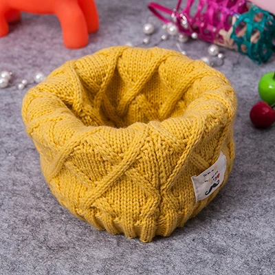 Милый хлопковый зимний детский шарф с кольцом на шею для девочек и мальчиков, вязаный шерстяной шарф с круглым вырезом, детский однотонный теплый снуд для мужчин и женщин - Цвет: Цвет: желтый
