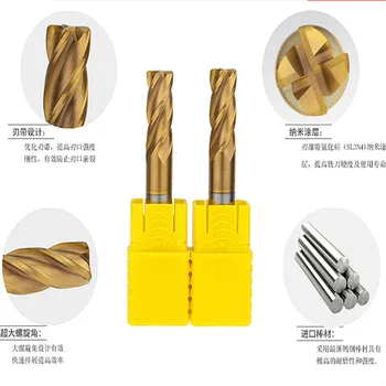 

Hot Sale GEN long size 12R0.5*30*D12*75*4F Solid Carbide 4 Flute Corner Radius End Mills HRC58 TiSiN