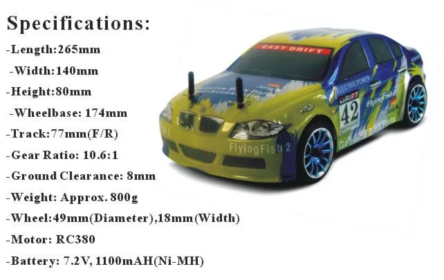 HSP 94163 R/C электрическая модель на дороге Дрифтинг летающая рыба 2 4x автомобиль P2|on