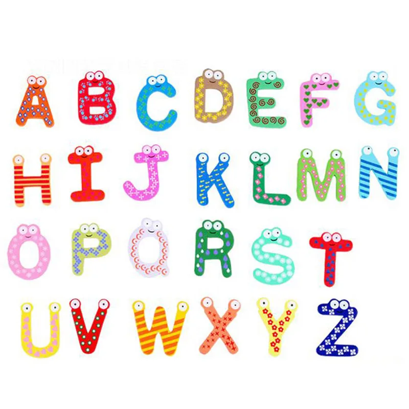 

26/ 10/ 12 Pcs Baby Kids Numbers Letters Wood Alphabet Fridge Magnet Early Educational Toy 88 998