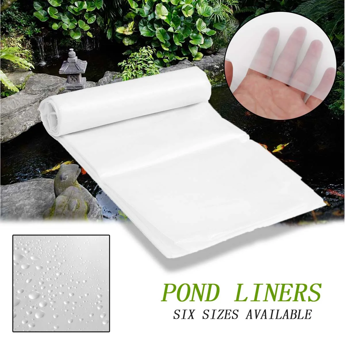 

6Sizes White PE Fish Pond Liner Garden Pools Reinforced HDPE Heavy Landscaping Pool Pond Waterproof Liner Cloth 2-5M