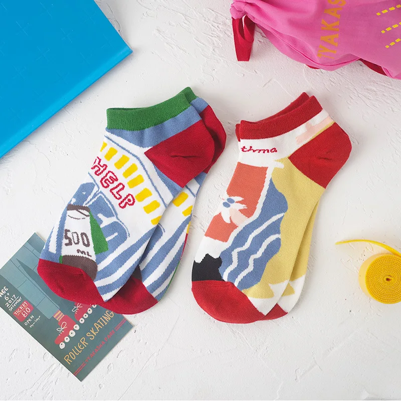 

Japanese Moomin Summer Short Women Socks Lote Calcetines Cartoon Small Cute Girl Thin Boat Socks Jacquard Animal
