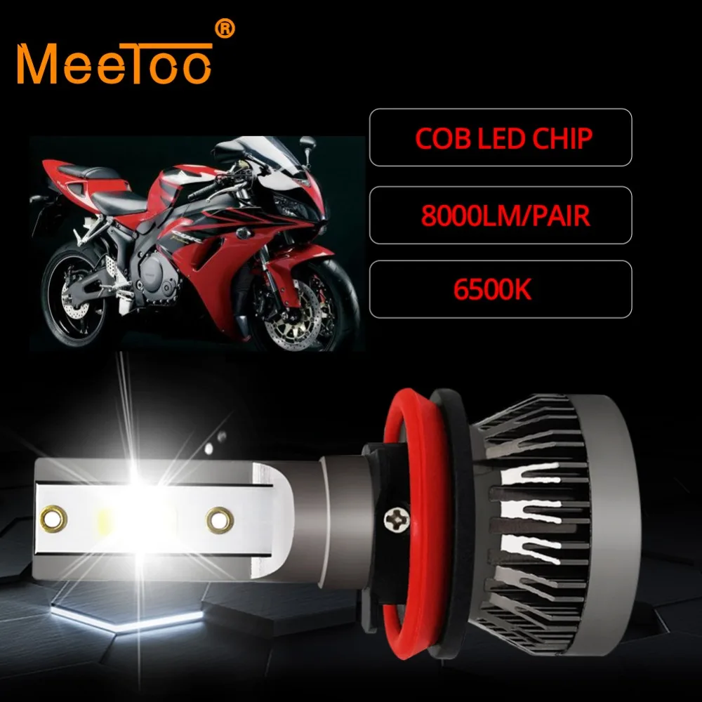 Светодиодный светильник для головы мотоцикла Meetoo 2 шт. H7 HB3 HB4 H11 9006 8000 лм белый 6500 К