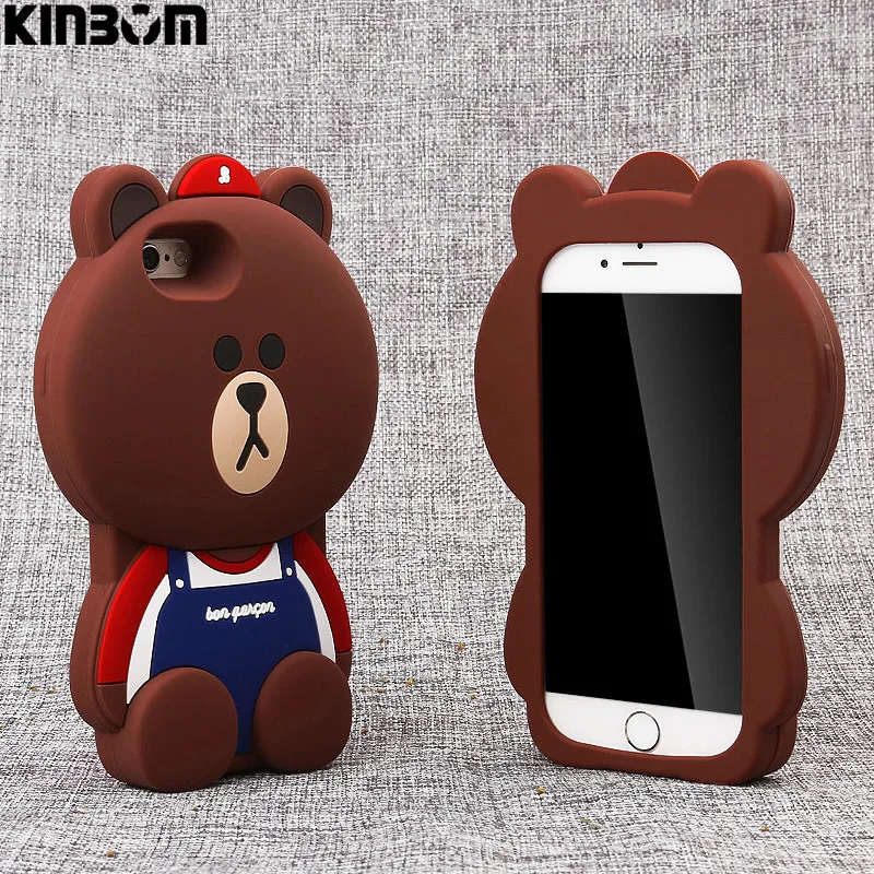 KINBOM прекрасный медведь чехол для Iphone X 8 7 6 Plus защитный 3D Животные Мягкий ТПУ