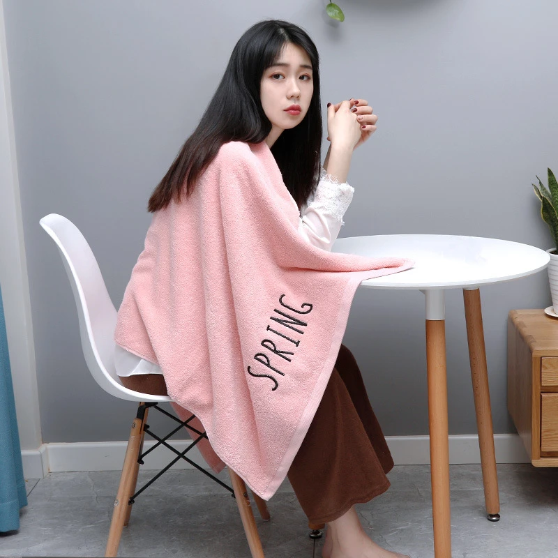

70x140cm 100% Cotton Embroidery Letter Solid Color Thicken Soft Absorbent Home Hotel Bathroom Bath Towel For Adult