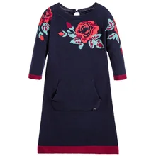 Kidsalon/рождественское платье; vestido infantil; зимний костюм принцессы с длинными рукавами для детей; платья для девочек; одежда с узорами