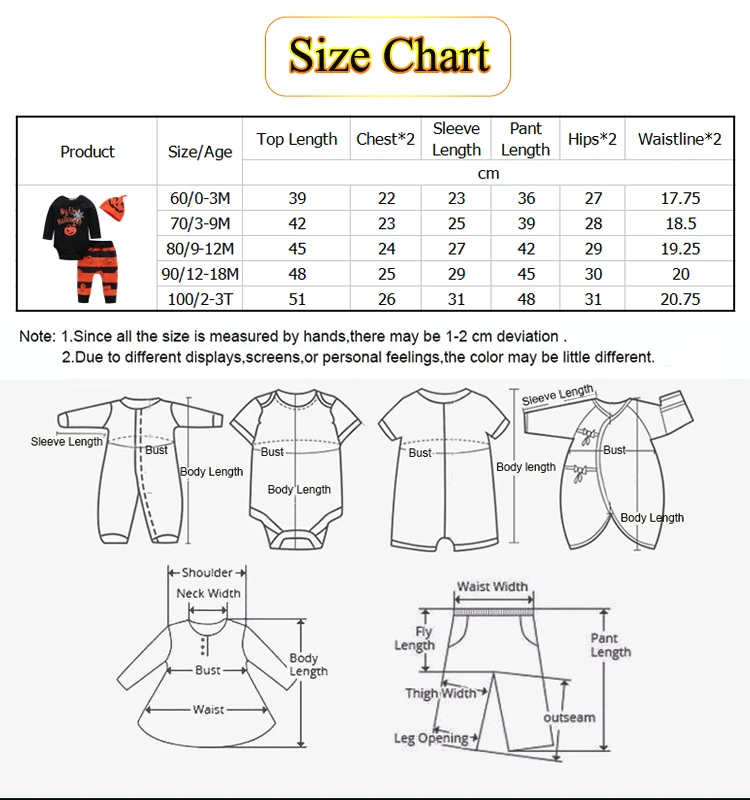 3pcs baby clothes set long sleeve romper punkin hat pants Halloween costume