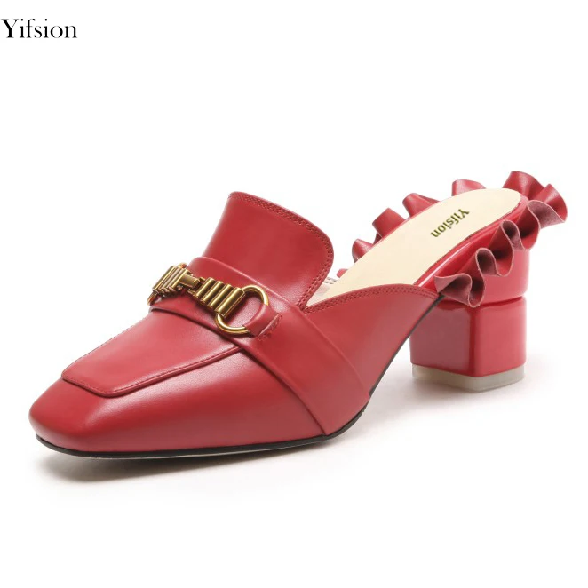 Uu Yifsion Negro Del Black Pie Mulas Nuevas Dedo Red Blanco Boda Zapatos Extraño Tamaño 3 Sandalias Estilo D0311 d0311 9 Cuadrados Ee White Mujeres d0311 Tacón De Las Rojo HrHwxqP