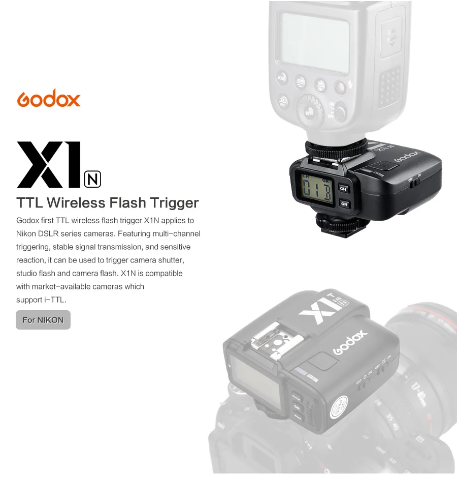 Godox X1R-C X1R-N X1R-S TTL 2.4G Wireless Flash Trigger Receiver for X1T-C/N/S Trigger  for Canon Nikon Sony DSLR Camera