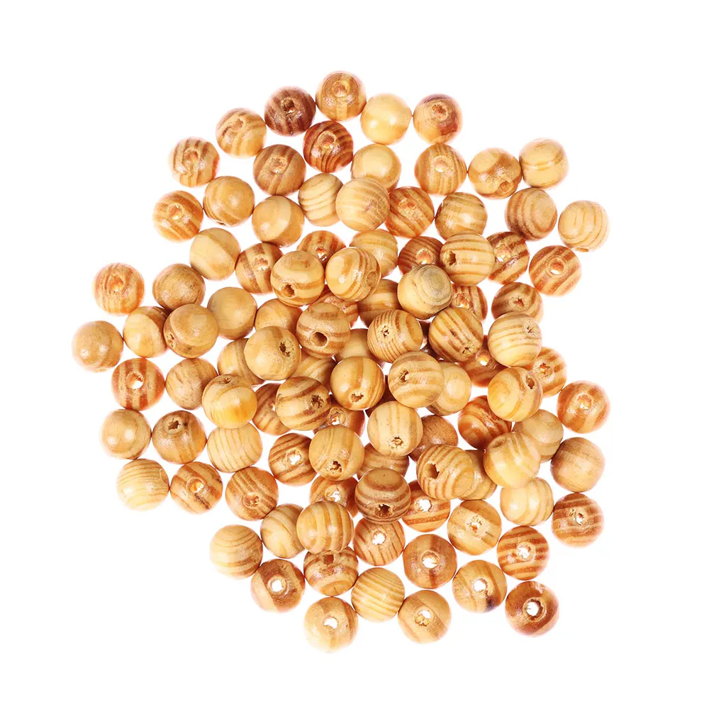 

100pcs/pack 8/10/12/14mm Round Pine Natural Spacer Wooden Beads Fit for Jewelry Making Handmade Scrapbooking DIY Crafts
