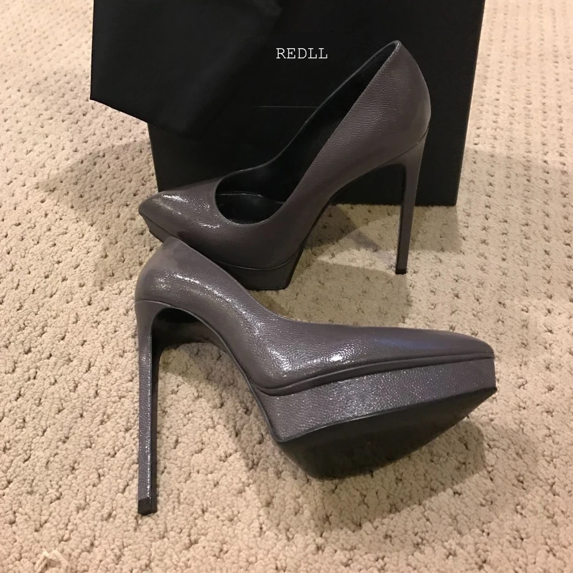 

Hot Sale Women's Classics Pumps European Super High Heels 12.5cm Genuine Leather Thin Heels Shoes Shallow Platform Shoes Size 42
