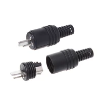 OOTDTY 10 Pcs 2 Pin DIN Speaker Plug 2-Pin Plug Hifi Loudspeaker Cable Solder Connector Black Color Plug