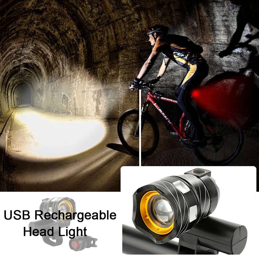 Perfect XML T6 LED Bicycle Light 3 Mode Bike Front Light Front Zoomable Torch Waterproof Lamp + Cycling Taillight Safety Caution Light 0 Perfect XML T6 LED Bicycle Light 3 Mode Bike Front Light Front Zoomable Torch Waterproof Lamp + Cycling Taillight Safety Caution Light 0