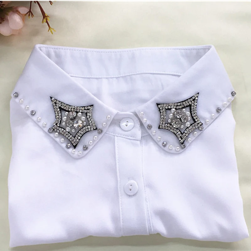 

Fashion five-star shirt fake Beautiful necklace female Pink aquatic flower warm chiffon bust shirt female pointed half-shirt