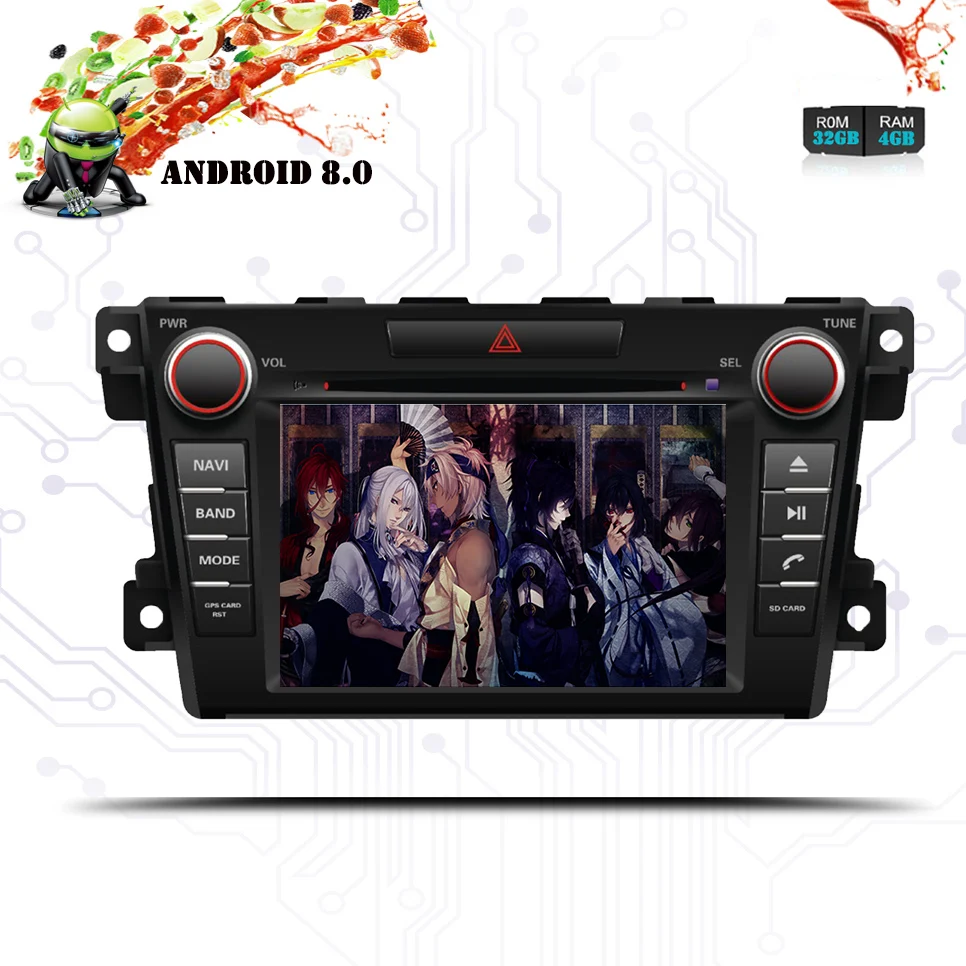 

7" Android 8.0 2 Din Radio GPS Navigation Bluetooth Octa-core Stereo for 2007-2014 MAZDA CX-7 support USB 1080P OBD SWC Tape