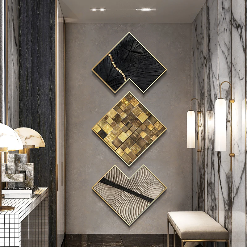 Дешево Современная гостиная диван фон настенная живопись отель офис Фреска сочетание атмосферная Роскошная абстрактная декоративная живопись