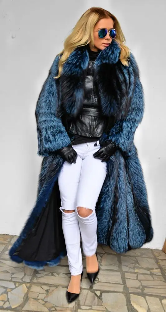 Chaud D'hiver Supérieure Bar Silver Wide Col 2019 100Naturel Renard Fourrure De Long Bar Fox Qualité Femmes Manteau Pour Style Vente a Femelle 2EH9WDI