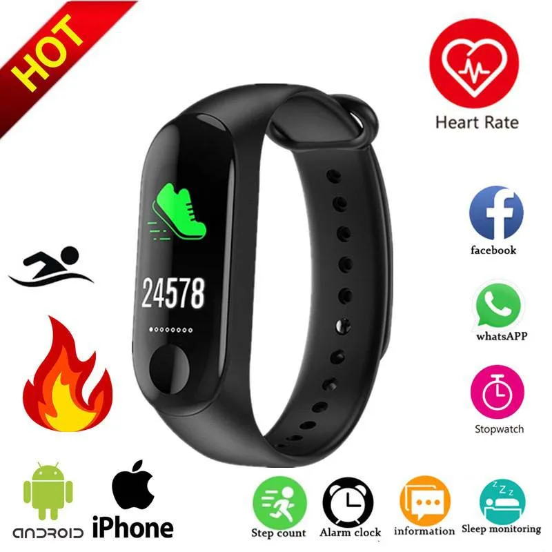 

New 2019 M3 Smart Band Watch Bracelet Wristband Fitness Tracker Blood Pressure Heart Rate Unisex Hot Fashion Smart Watches