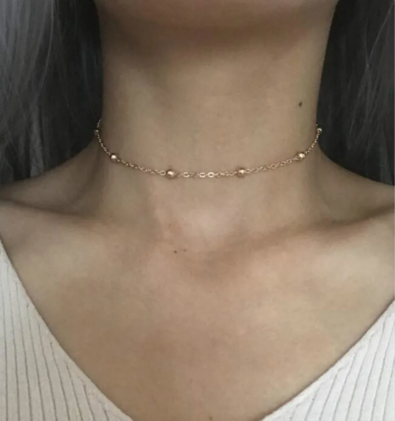 

Simple Chain Short Clavicle Chain Copper Beads Elegant Necklace Female Necklace Europe And The United States Trade Jewelry