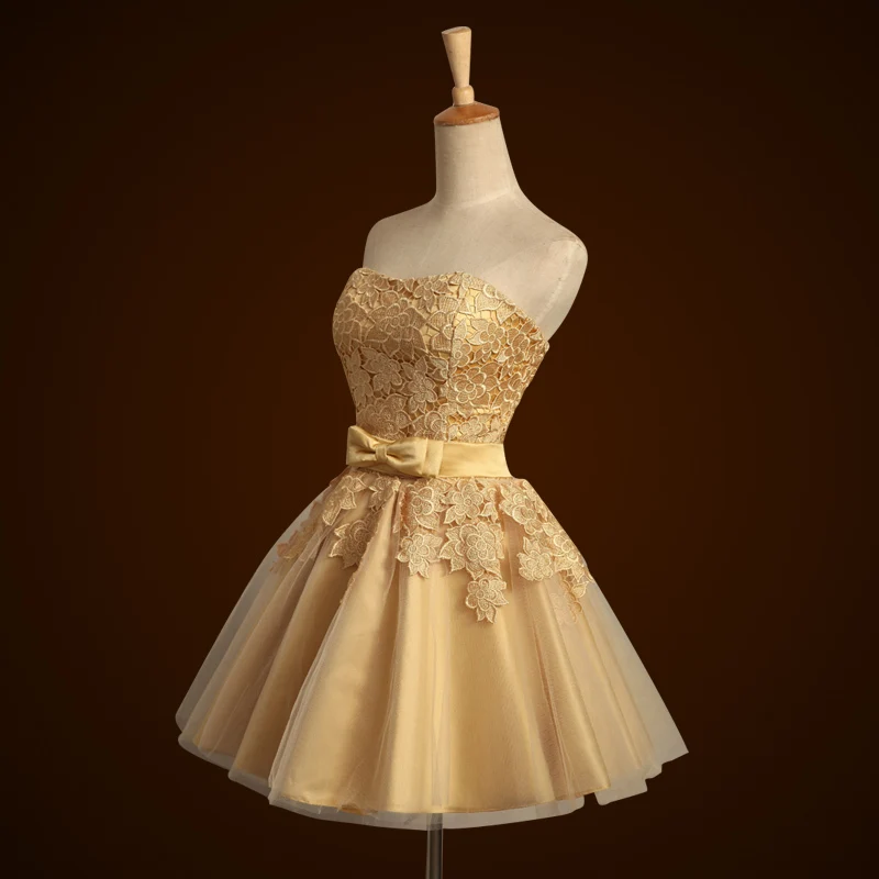 gold lace short gown styles