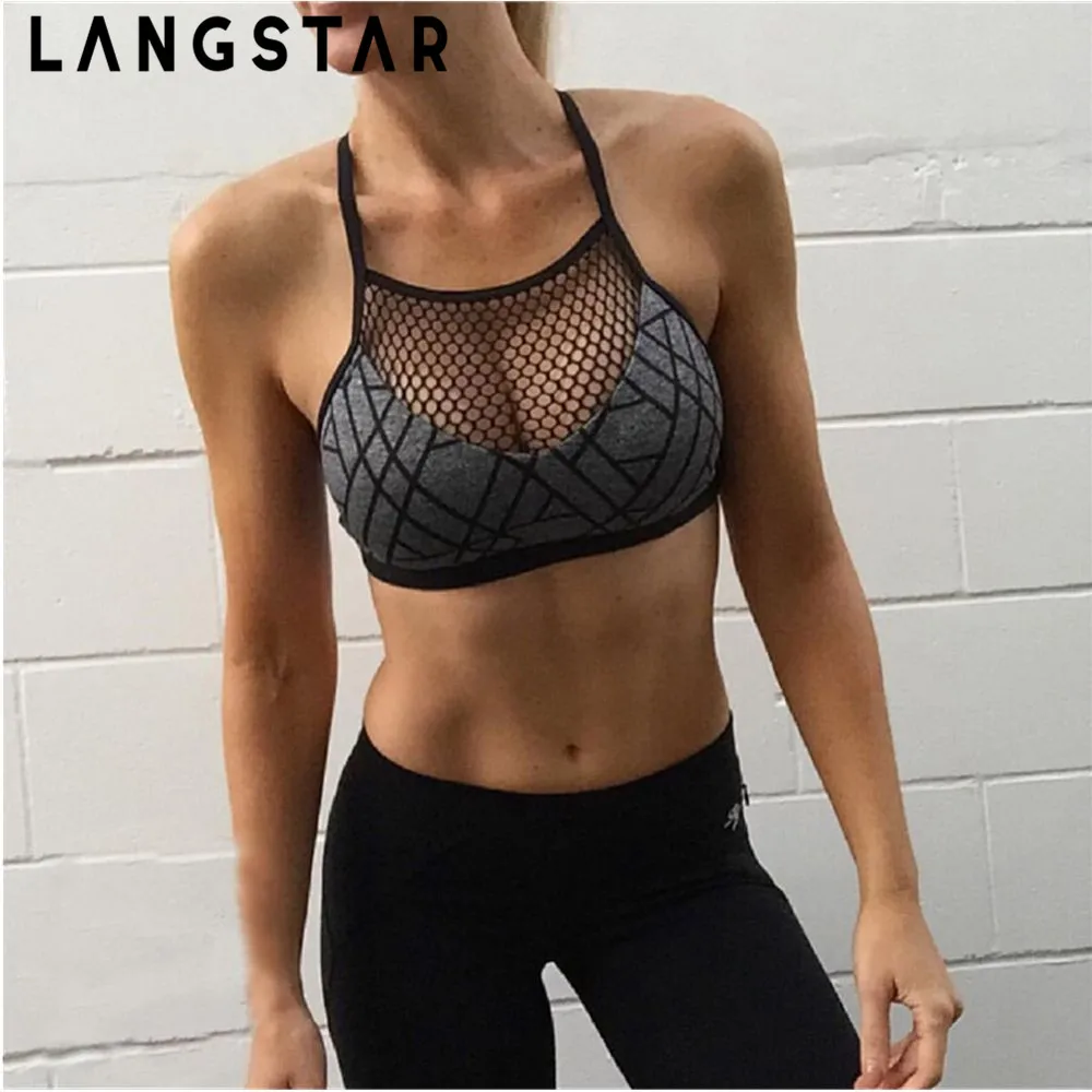LANGSTAR спортивный бюстгальтер на бретельках с открытой спиной комбинированный