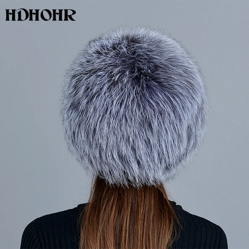 Женская трикотажная шапка из натурального Лисьего меха 2018|Женские Skullies и