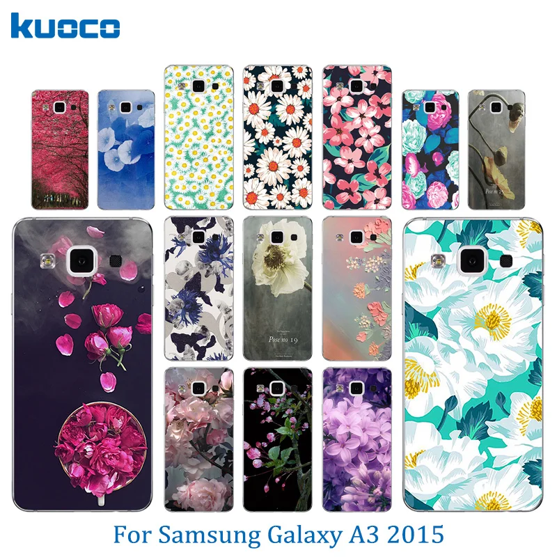 for Samsung A3 2015 Phone Cases Soft Silicone Blossom Pattern Galaxy Back Cover A300 A300F A300H A3000 Clear Coque |