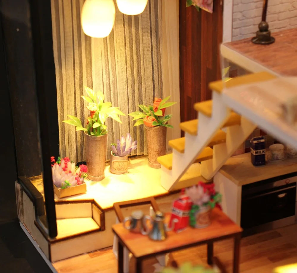 Doll house diy Miniature with Furniture Wooden DollHouse Kit Creative Room for Christmas Gift Idea