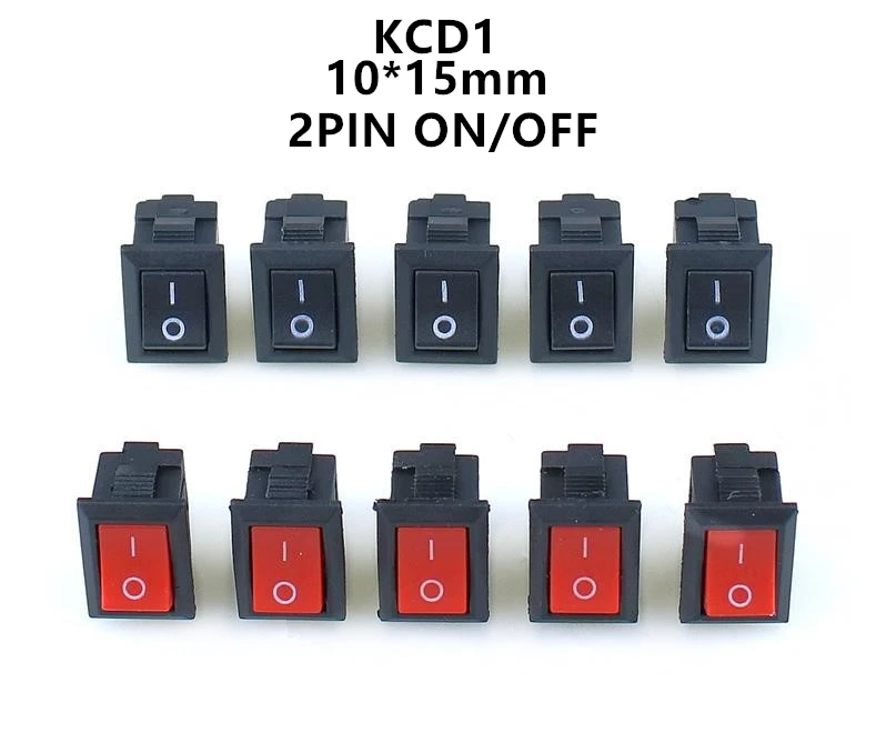 10pcs KCD11-101 3A/250V small black 10*15mm SPST 2PIN ON/OFF G130 Boat Rocker Switch Car Dash Dashboard Truck RV ATV Home