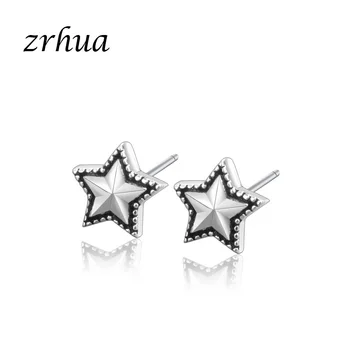 

ZRHUA 925 Sterling Silver Color Vintage Star Stud Earrings For Women Girls Kids Party Gift Pendientes Brincos Jewelry Wholesale