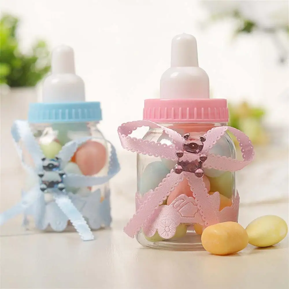 1pcs Baby Shower Candy Box Bottle Pink Girl Blue Boy Kids Birthday