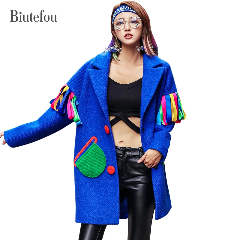 2018 Winter new arrival patch designs tassel wool coats women fashion outwear embroidery spliced long coats 2018 Winter new arrival patch designs tassel wool coats women fashion outwear embroidery spliced long coats
