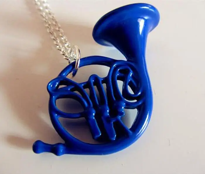 

2016 New How I met your Mother Blue French Horn Necklace Pendant with Silver Chain TV Series Jewelry Mother's Day Gift