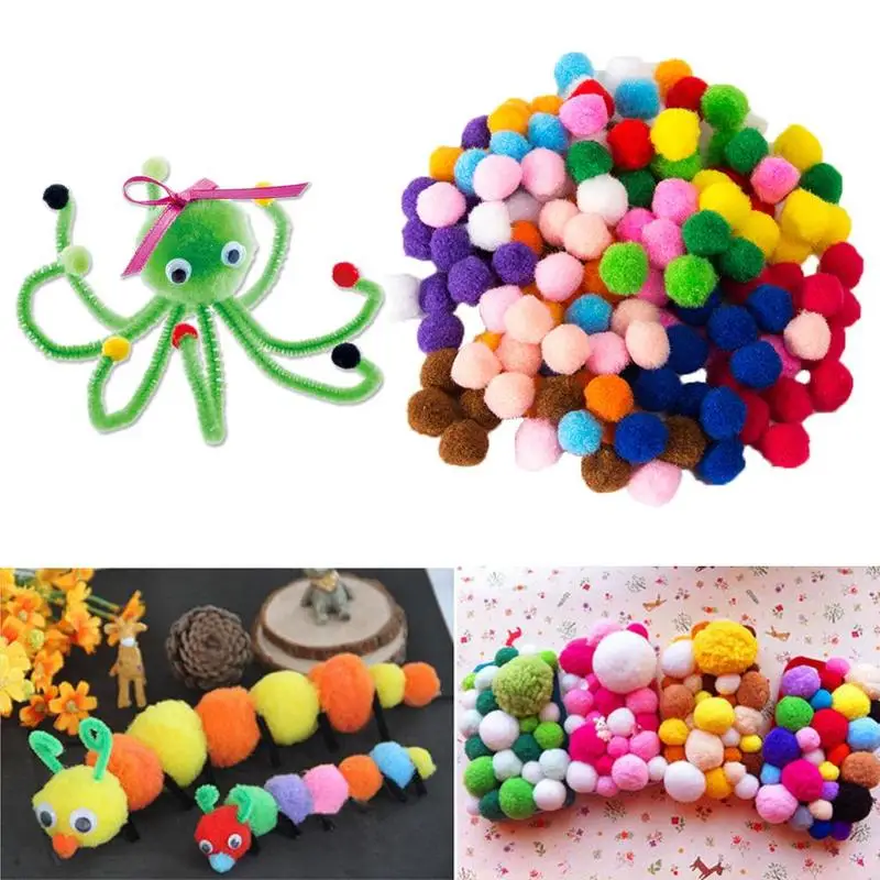 2000 Pcs/bag 8mm Mixed Color Soft Fluffy Pom Poms Diy Toys For Kindergarten Mixed Color Soft Fluffy Pompoms Diy Snow Balls